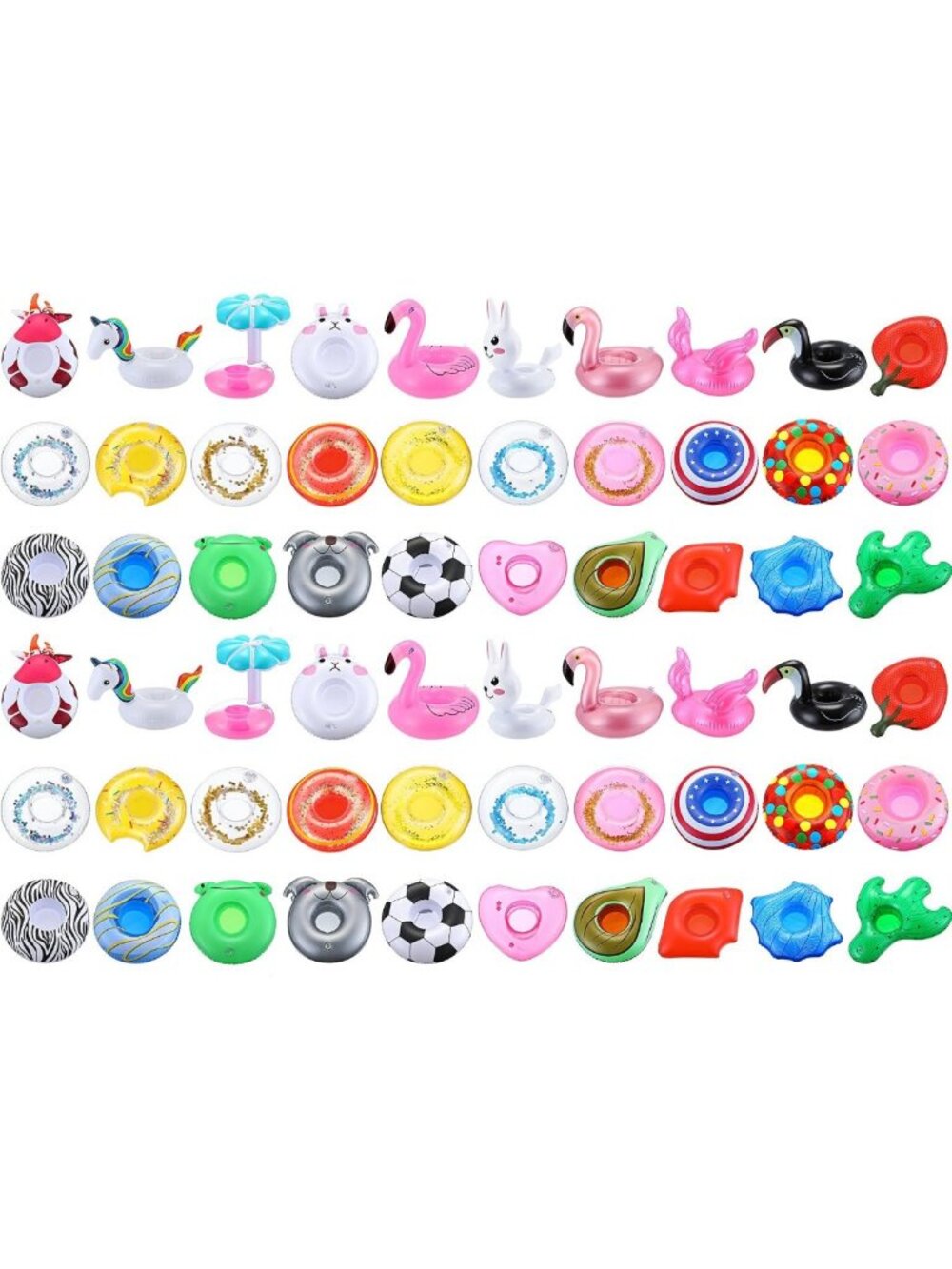 60 Pcs Inflatable Drink Floaties for Pool Parties, Fun Drink Holders, 30 Styles